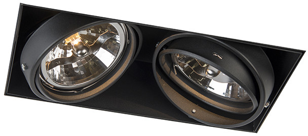QAZQA Oprawa wpuszczana czarna AR111 obrotowa i uchylna bez trimless 2-lampka - Oneon