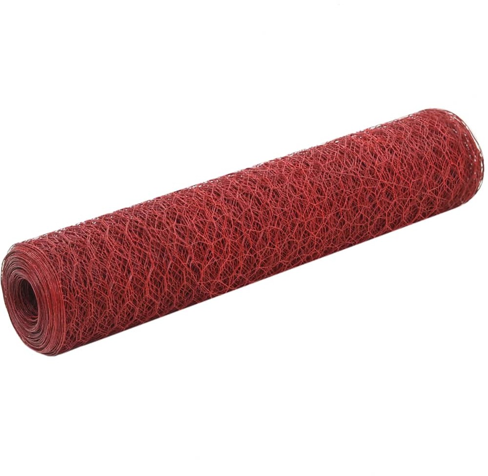 Siatka stalowa z powłoką PVC, 25x0,75 m, sześciokątna, czerwona