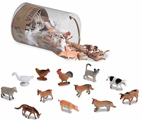 Terra AN6001Z  zwierzęta gospodarcze w puszce, zabawa, wielokolorowe, 60 części konie, gęsi, psy, kury