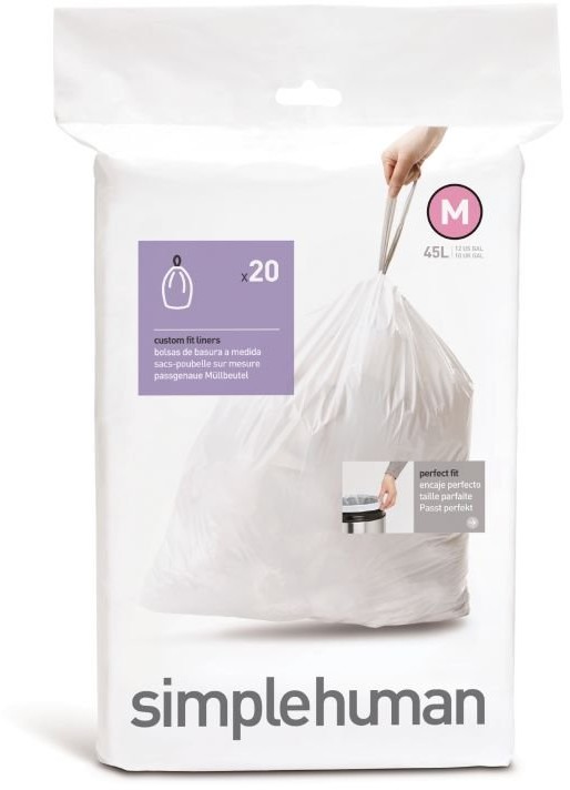 Simplehuman Worki na śmieci 45 l, 20 szt., białe