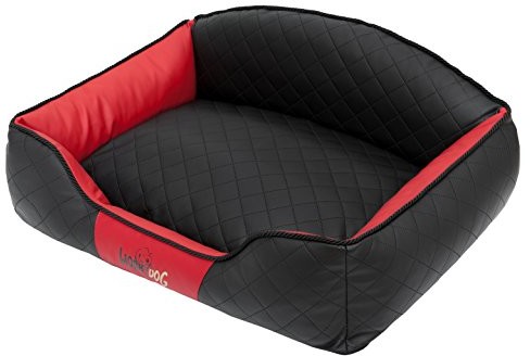 Hobbydog xleli ccb11 kosz na łóżko dla psa/na sofę/Elite ze sztuczną skórą, czarny/czerwony, XL, 84 x 65 x 28 cm 5902052048816