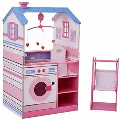 Teamson Olivia's Little World Olivia's Little World Olivia's Little World Kids 18 cali lalki drewniane domek dla lalek dwustronny Nursery TD-11460W