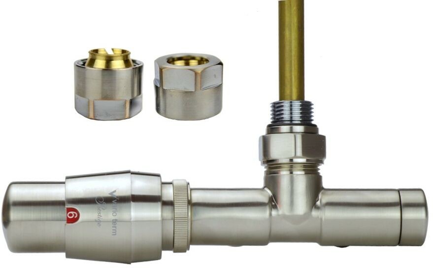 Varioterm Zawór termostatyczny UNICO ze złączką Pex/Cu / GZ1/2 - nikiel szlifowany miedź 15 mm lewy UGS0208CFK/L(Cu)