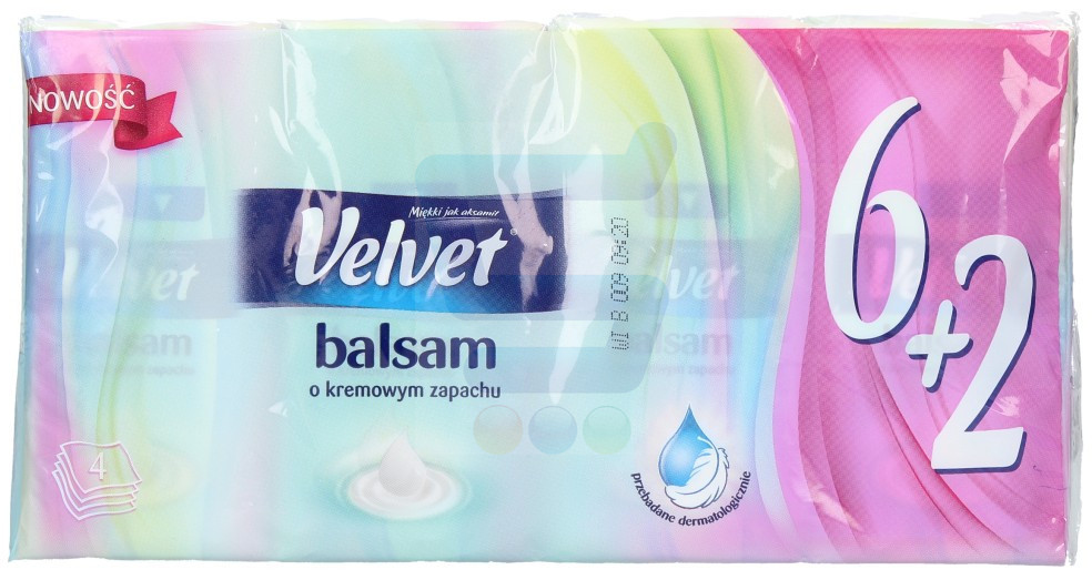 Velvet Balsam Chusteczki higieczniczne Kremowy Zapach 8 x 9 szt.