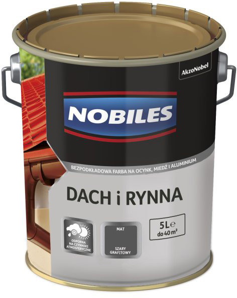 Nobiles Emalia Dach i Rynna grafitowy 5 l