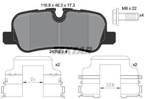 TEXTAR Zestaw klocków hamulcowych, hamulce tarczowe 2419204