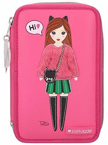 Depesche 10729 piórnik z 3 zamkami błyskawicznymi i pisakami firmy Lyra, TOPModel Happy Chic, ok. 20 x 13 x 7 cm 10729