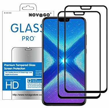 Huawei Novago Novago Folia ochronna na wyświetlacz ze szkła hartowanego, do Honor 8X, 2 sztuki (czarna) Honor8XMi8Lite-2VerTR