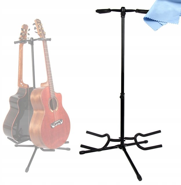 Statyw gitarowy Stojak na 2 gitary z blokadą gryfu