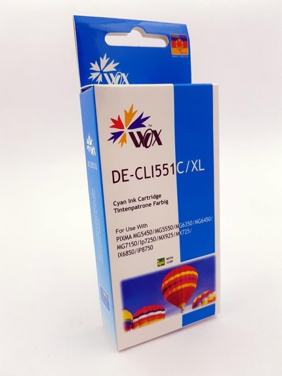 THI Tusz Cyan CANON CLI 551C zamiennik CLI551C WOX-C551CN