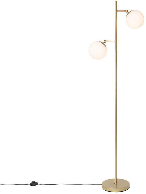 QAZQA Art deco vloerlamp goud met mat glas 2-lichts - Pallon 103450