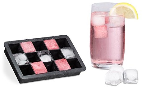 Relaxdays na kostki do lodu forma na kostki do lodu z silikonu, do 2,5 cm, nie zawiera BPA, pojemnik na kostki lodu, wys. x szer. x gł.: 3 x 15 x 9,5 cm, czarna 10021453