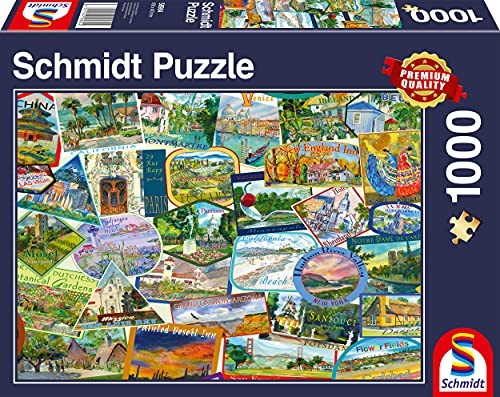 Schmidt Spiele Schmidt Spiele 58984 naklejki podróżne, 1000 elementów puzzli, kolorowe 58984