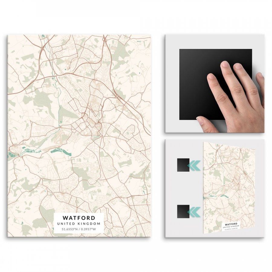 Pix4home Plakat metalowy Mapa Vintage Watford M POS-M-04414