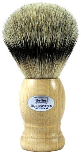 Hans Baier Exclusive pędzel do golenia prawdziwe srebro końcówki włosia borsuczego  uchwyt z drewna bukowego 53103