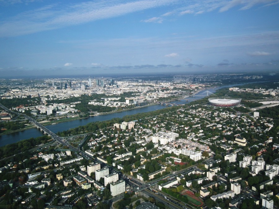 Lot motolotnią nad Stadionem Narodowym Warszawa TAAK_LMST