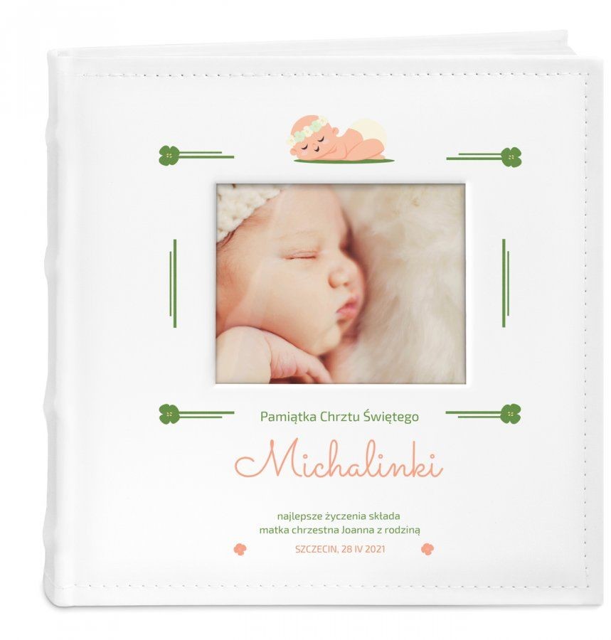 NA Murrano Album mały z oknem nadruk dedykacja dla dziewczynki chrzest od ALB-SO-WH-UV-006