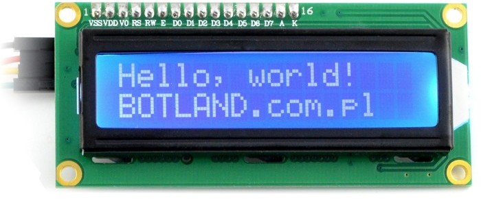 Wyświetlacz LCD 2x16 znaków niebieski + konwerter I2C LCM1602 LCD-02351