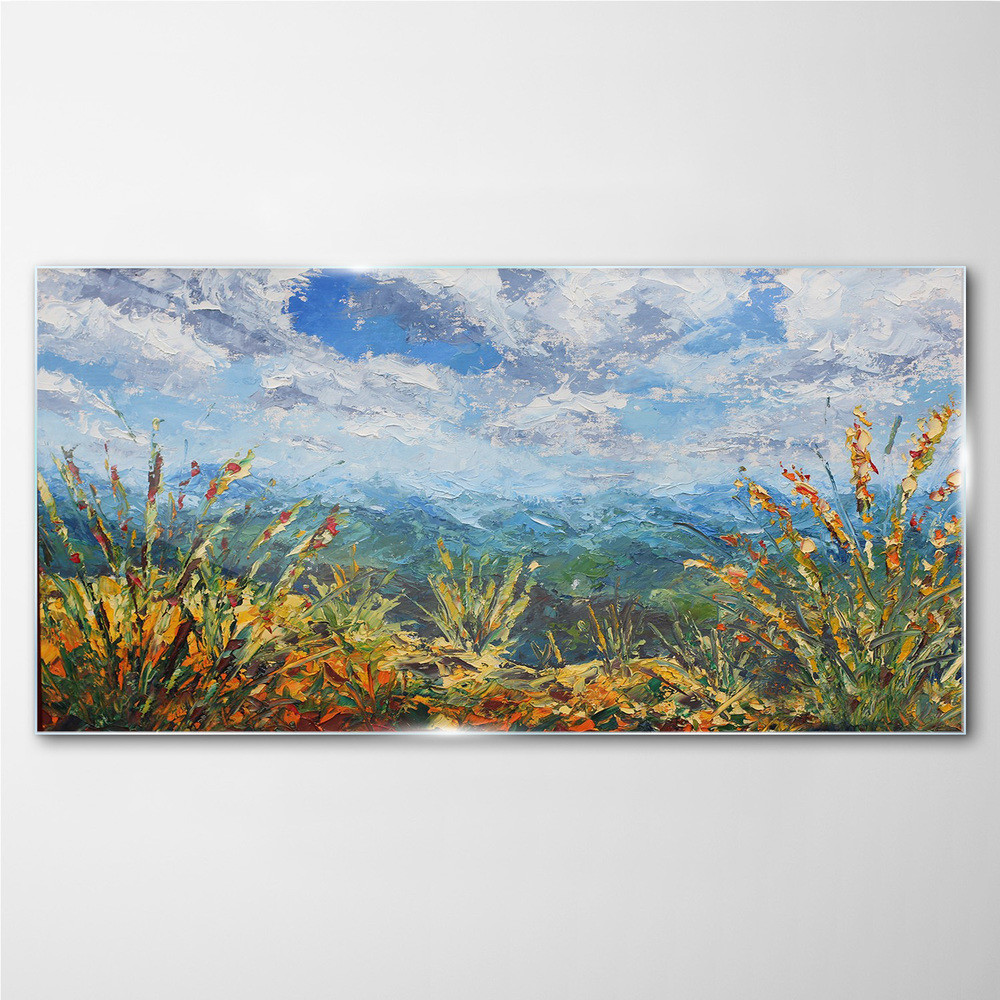 PL Coloray Obraz Szklany Abstrakcja Chmury Góry 100x50cm