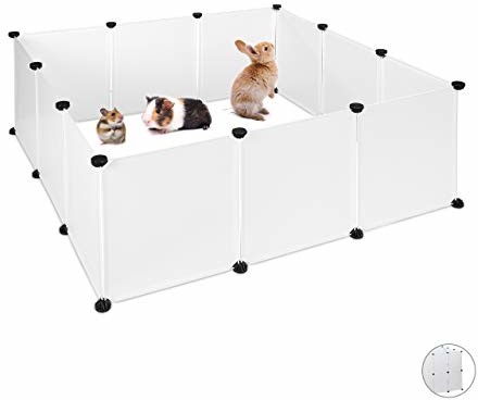 Relaxdays wybieg wolnobieżny z tworzywa sztucznego, DIY wybiegi wolnostojące, rozszerzalne wybiegi dla małych zwierząt, wylot zająca, różne Rozmiary: biały