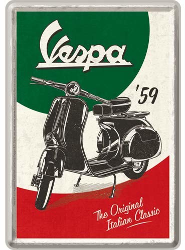 Art Nostalgic 10316 - Vespa - The Italian Classic, blaszana pocztówka 10x14 cm, vintage kartka z życzeniami, retro pocztówka z metalu 10316