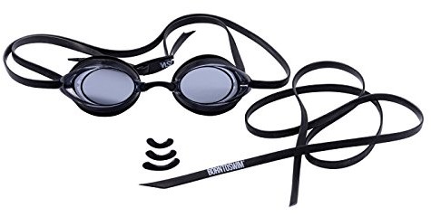 BornToSwim Bor NTO Swim wygodne Racer Comfort okulary do pływania z środek przeciwko zaparowaniu telefon mitmit bezpłatna telefon komórkowy, czarny, jeden rozmiar GOG-RC-U-A-O-XX-345