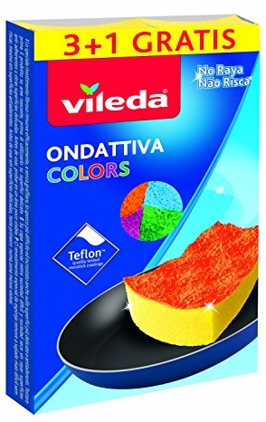 Vileda Milleusi Colors 3+1, gąbka, wielokolorowa, 13 x 22 x 2,6 cm, 4 sztuki 159534