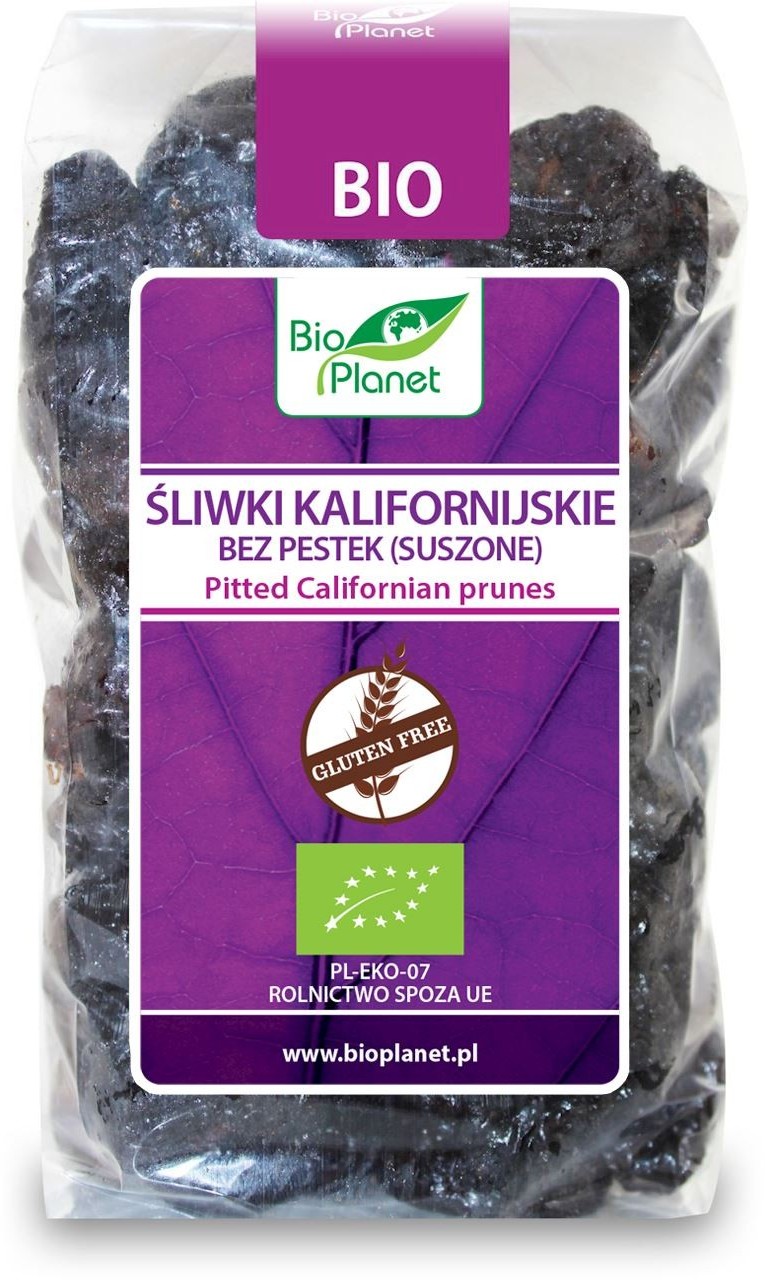 Bio Planet seria FIOLETOWA (owoce suszone) ŚLIWKI KALIFORNIJSKIE BEZ PESTEK BEZGLUTENOWE BIO 400 g - BO-BP-538803