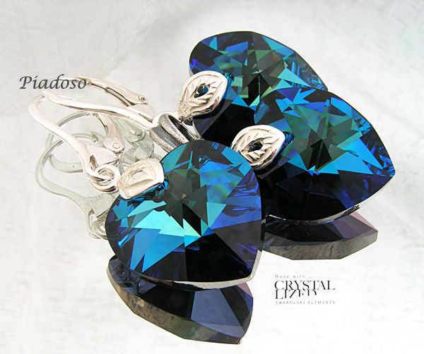 Arande Swarovski Komplet Serce Blue Certyfikat Srebro 2098955075