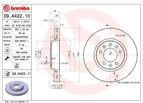 BREMBO 09.A422.10
