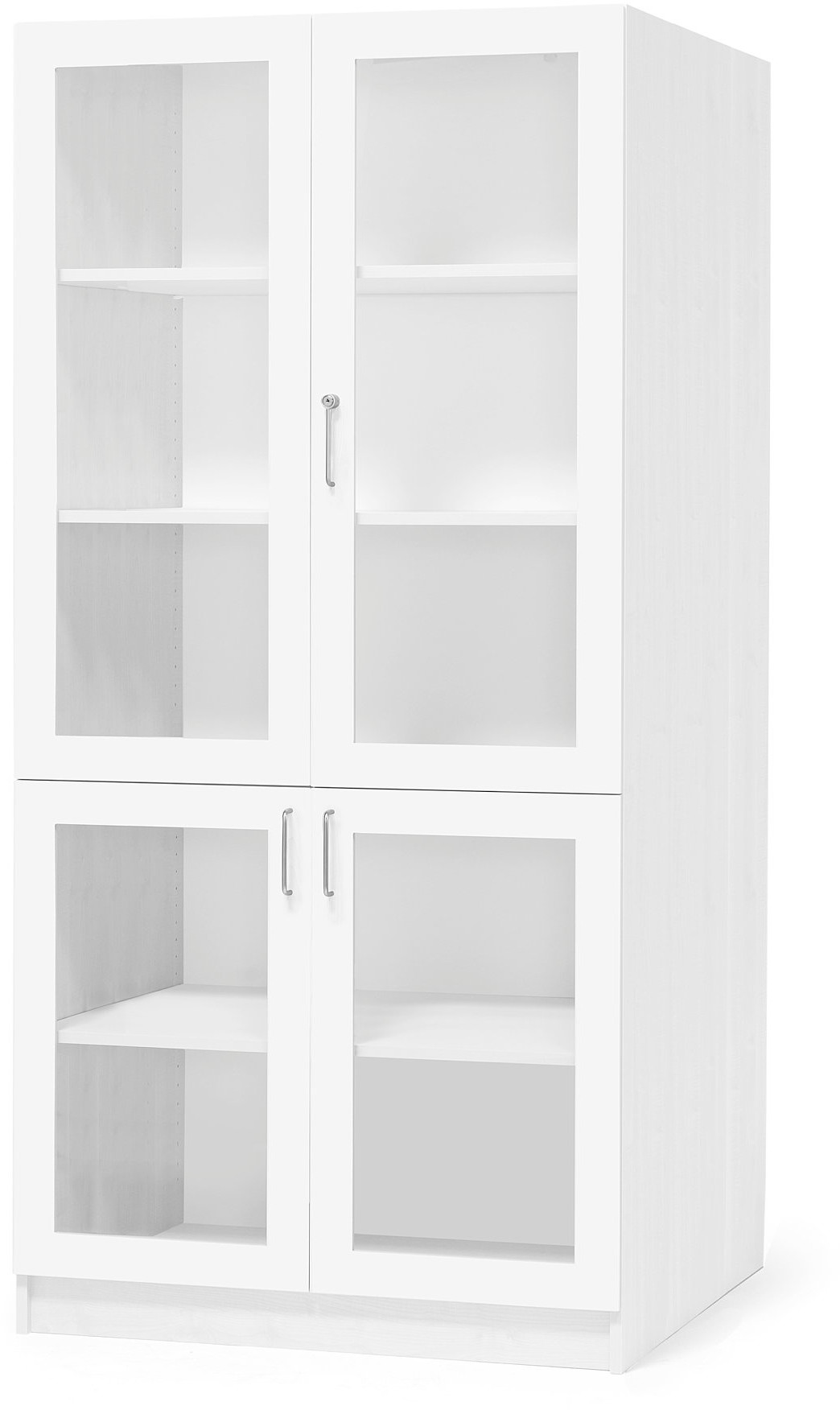AJ Produkty Szafa THEO, 4 drzwi szklane, 2100x1000x600 mm, biały