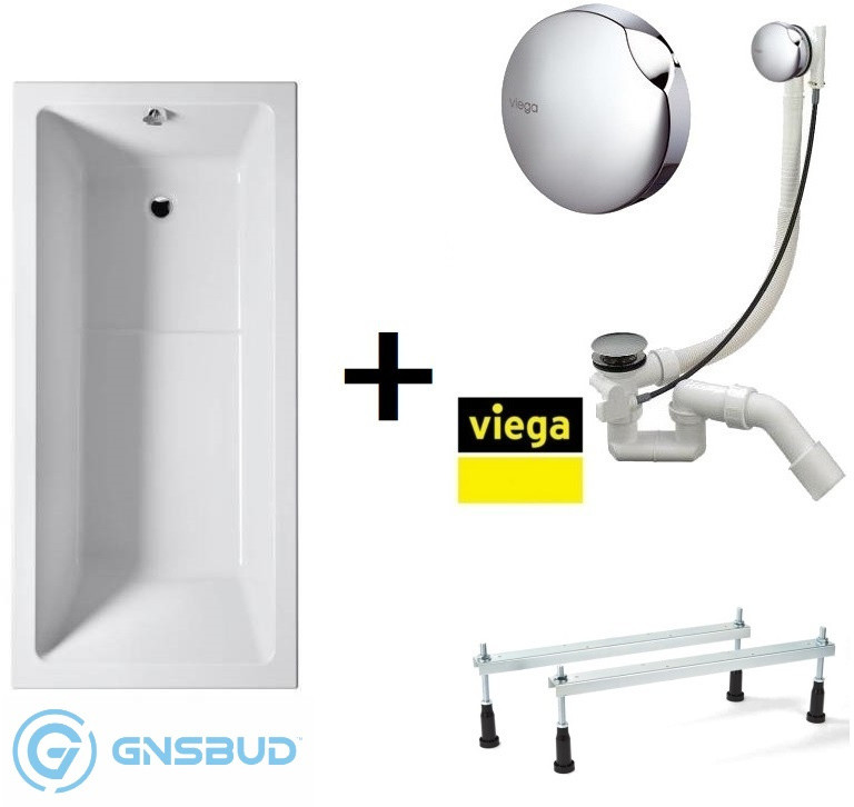 Riho Lusso Plus Zestaw 170x80 cm z syfonem Viega Simplex i nóżkami biała BA12+495121+01U