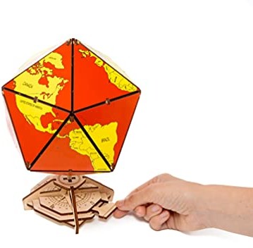 EWA Eco-Wood-Art EWA Eco-Wood-Art - Drewniane puzzle 3D dla młodzieży i dorosłych  globus Icosahedral (czerwony)  zestaw do samodzielnego montażu, bez konieczności użycia kleju  97 sztuk ICOSAHEDRAL GLOBE (RED)