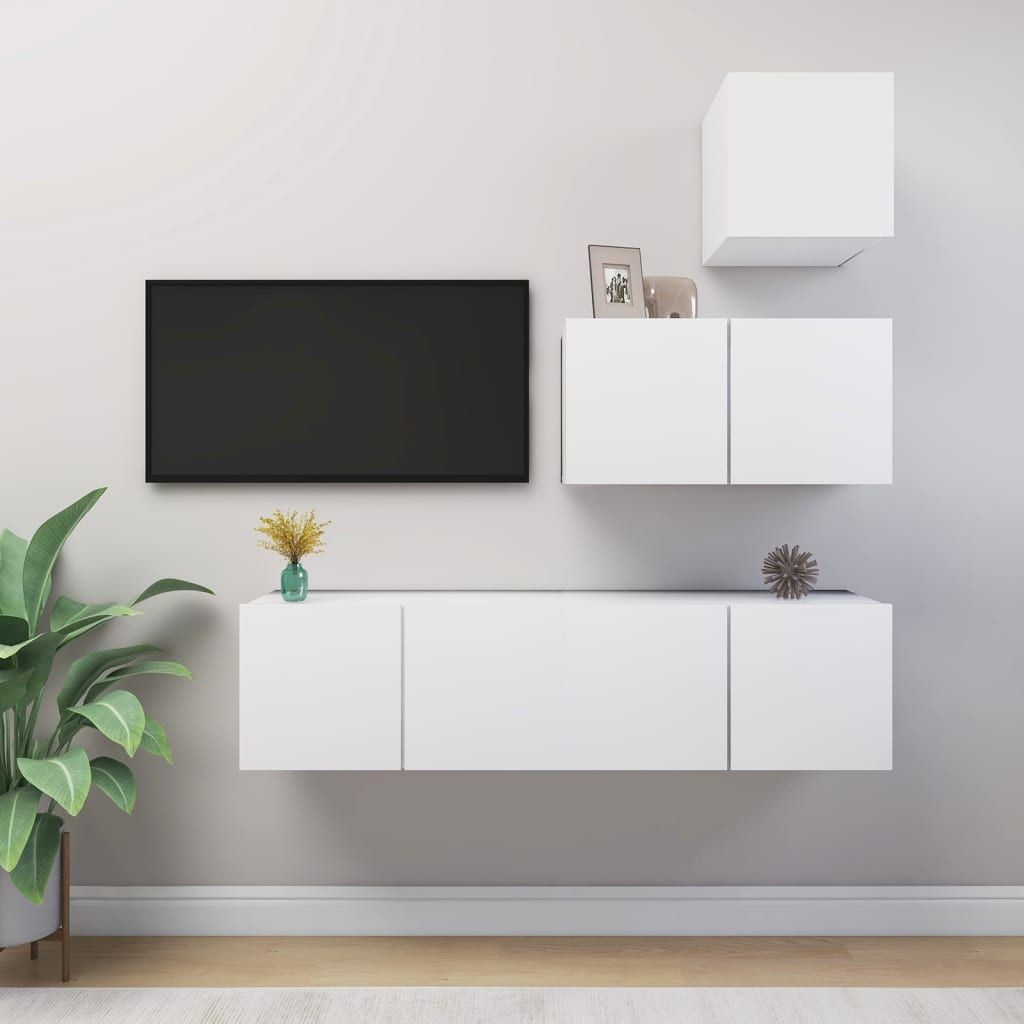 vidaXL 4-cz zestaw szafek TV biały płyta wiórowa 3078734