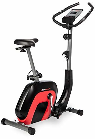 Ultrasport Racer 2000 trenażer domowy, ergometr, rower fitness, wyświetlacz z funkcją Bluetooth + Touch, 8-stopniowa regulacja oporu, zintegrowane czujniki tętna, siodełko + kierownica, w zestawie pro