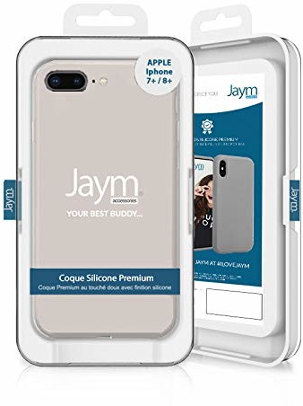 Jaym Premium etui ochronne z silikonu i mikrofibry do Apple iPhone 7+/8+, beżowe JMSIL0026