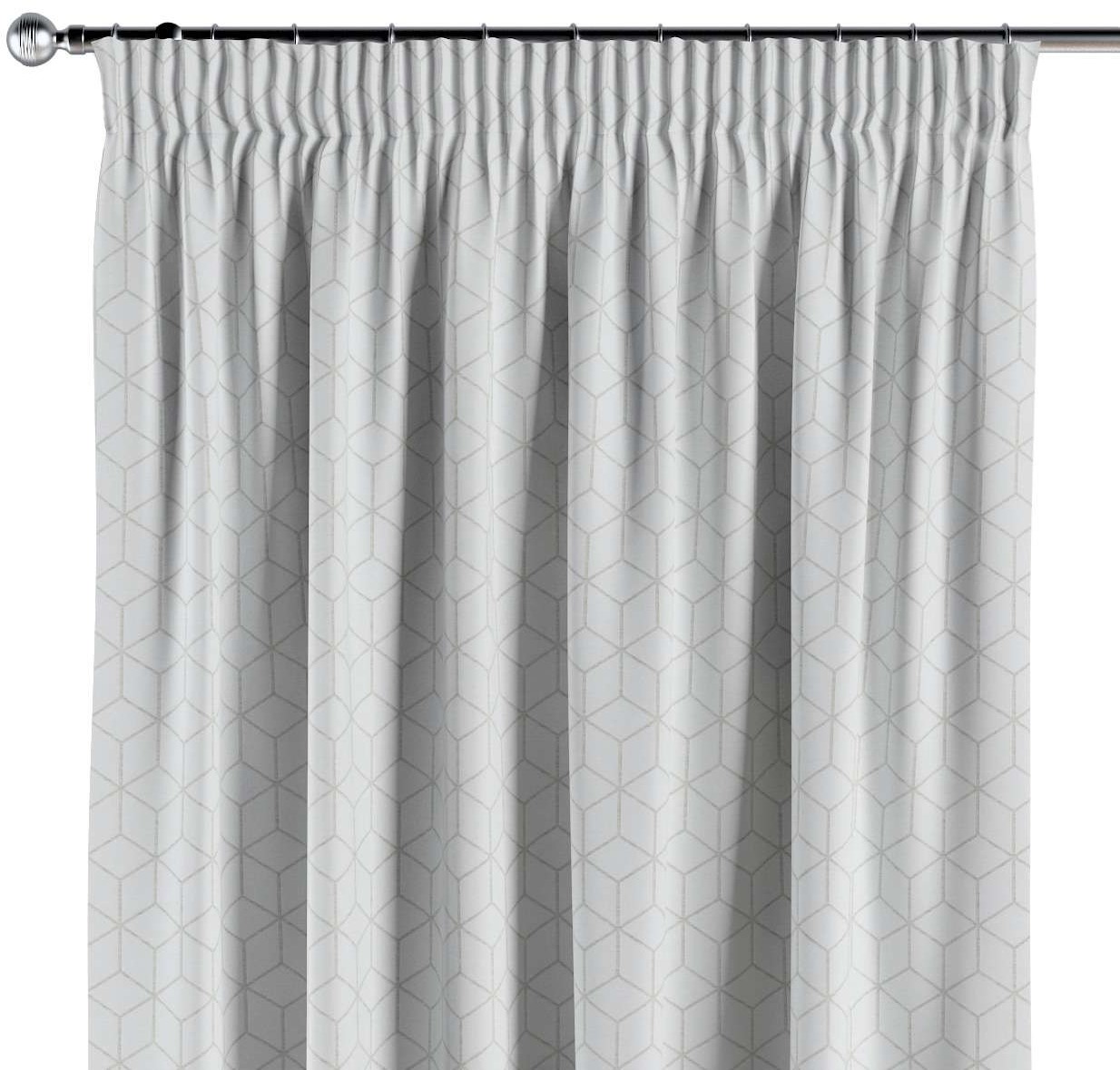 Dekoria pl pl Zasłona na taśmie marszczącej 1 szt. wzór sześcianów na białym tle 1szt 130 × 260 cm Sunny 300-143-51