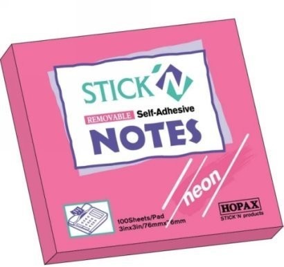Hopax Notes samoprzylepny 76mm x 76mm różowy neonowy