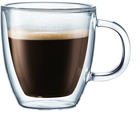 Bodum UK Bistro z podwójnymi ścianami filiżanka do espresso, szkło, przezroczyste, 0,15 litra, 2-częściowy 10602-10USW