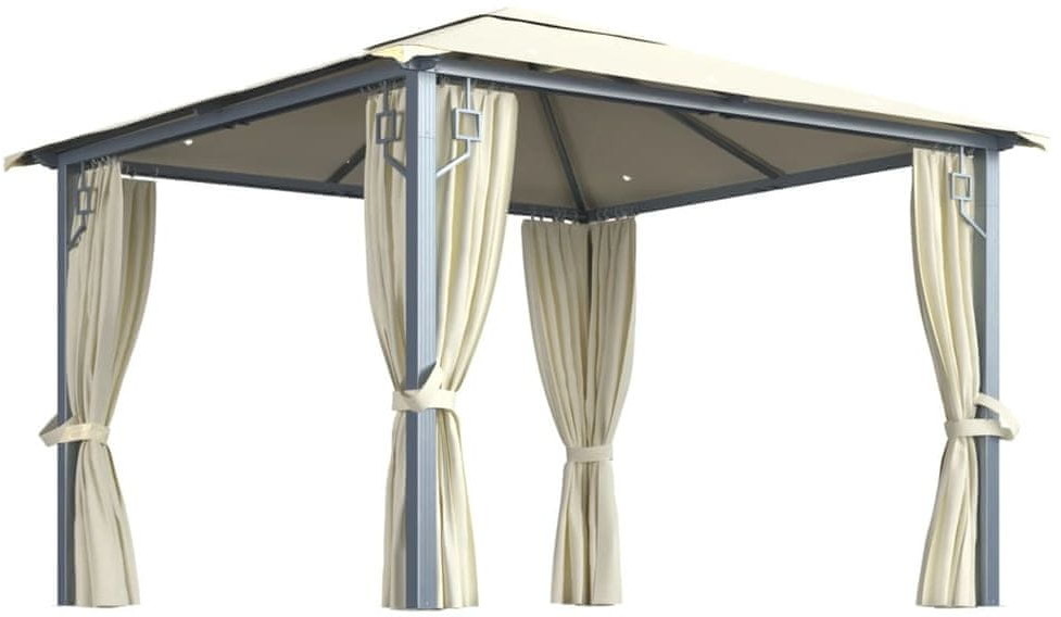 shumee Altana z zasłonami i lampkami LED 3x3 m kremowa aluminium