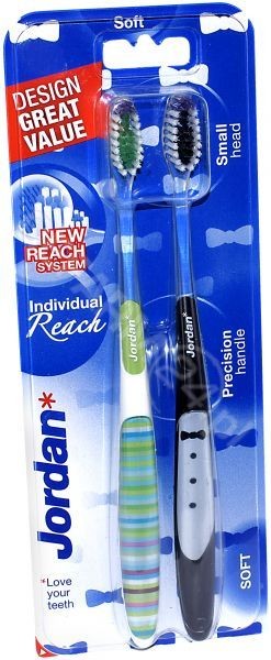 Jordan Szczoteczka do zębów DUO Individual Reach Soft mix kolorów 1 op-2szt Jordan