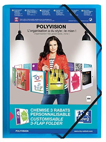 Elba Oxford teczka z narożnikami z tworzywa sztucznego polyvision, opakowanie 12 sztuk, DIN A4, niebieska