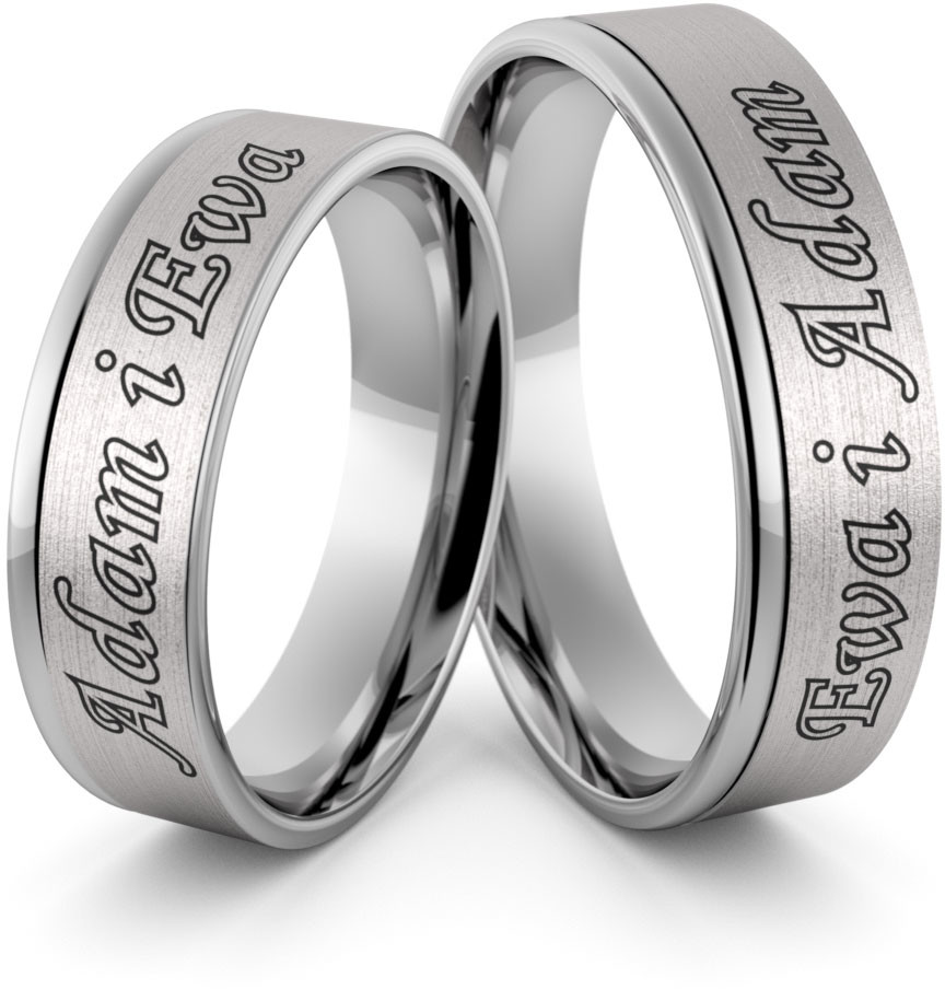 Eminence Obrączki ślubne palladowe z imionami i emalią - Pd-53 Pd-53