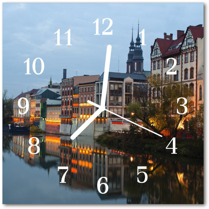 tulup pl Zegar szklany kwadratowy Starówka 30x30cm