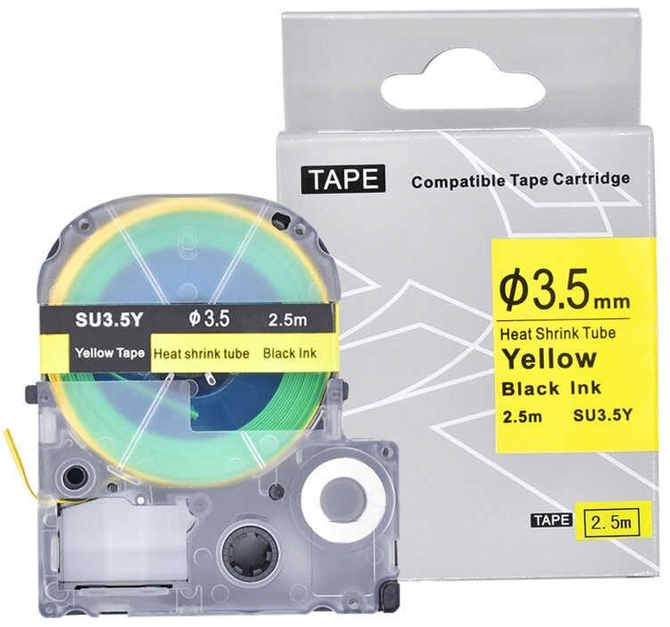 Epson SU5W, 5mm, 9mm x 2,5m, czarny druk / biały podkład, termokurczliwa, taśma zamiennik