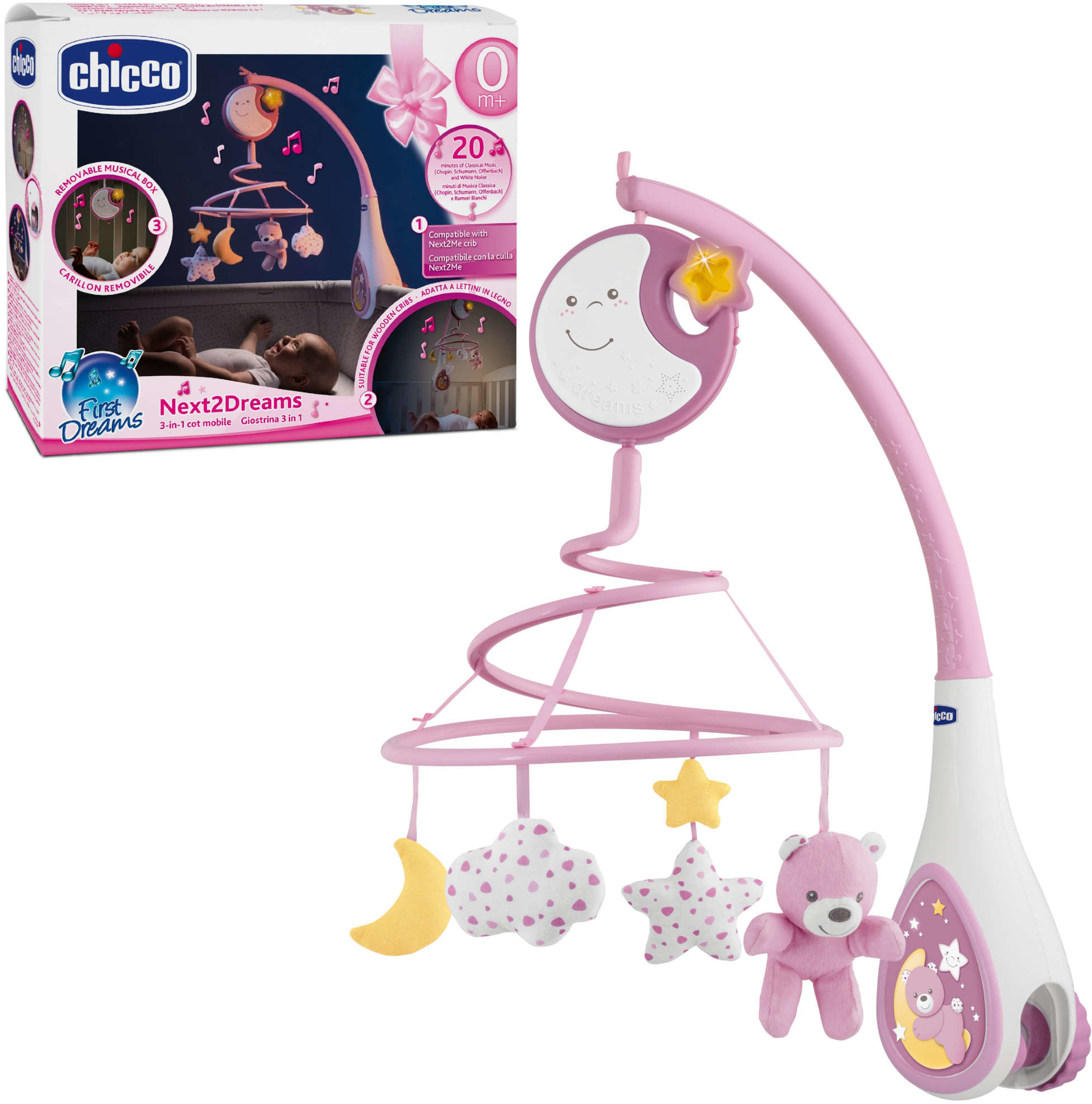 Chicco Karuzela do łóżeczka różowa First Dreams 00007627100000