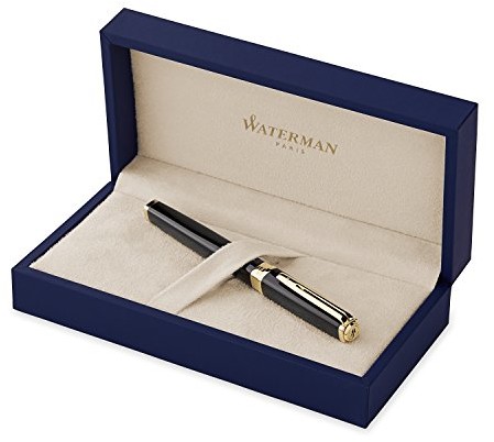 Waterman s0636940 fountain Pen Exception Slim Black GC lakieru, szerokość linii M, schreibfarbe Niebieski S0636940