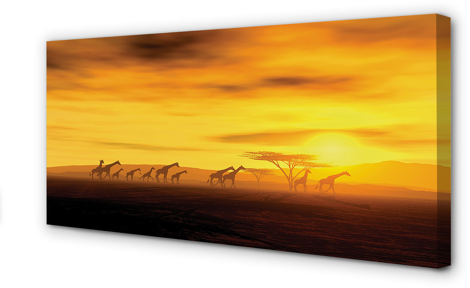 PL Tulup Obrazy na płótnie Drzewo żyrafy chmury niebo 140x70cm