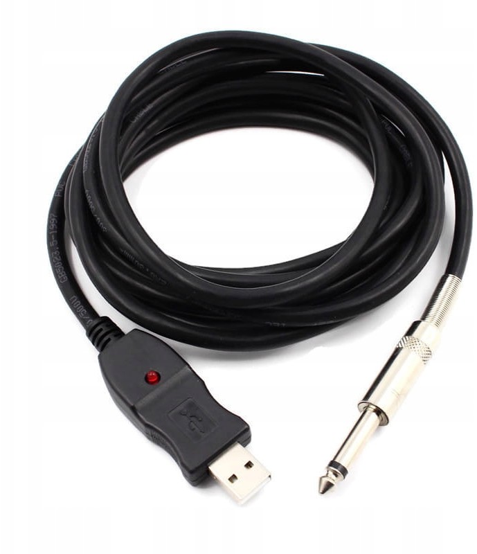 Interfejs Gitary na Jack 6,3mm na Usb laptop Pc 3m