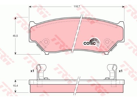 TRW Zestaw klocków hamulcowych, hamulce tarczowe GDB1174